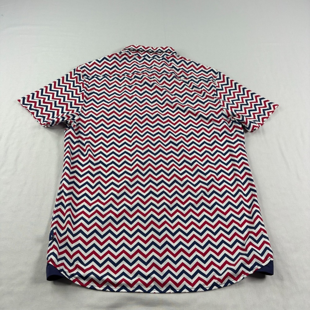 Andrew Christian Shirt Mens Small Chevron Graphic Button Up Stretch Preppy - Picture 7 of 9
